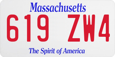 MA license plate 619ZW4