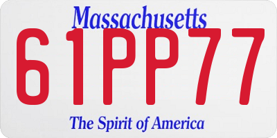 MA license plate 61PP77