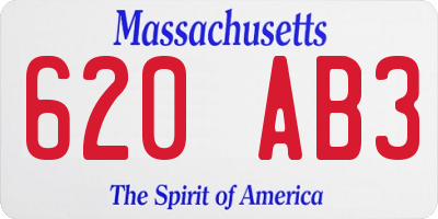 MA license plate 620AB3