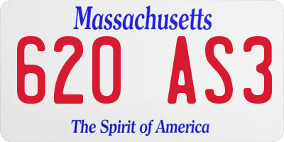 MA license plate 620AS3