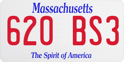 MA license plate 620BS3