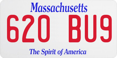 MA license plate 620BU9
