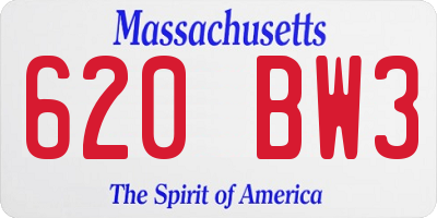 MA license plate 620BW3