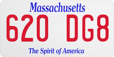 MA license plate 620DG8
