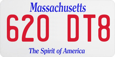 MA license plate 620DT8