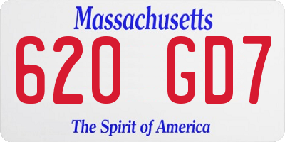 MA license plate 620GD7