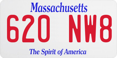 MA license plate 620NW8