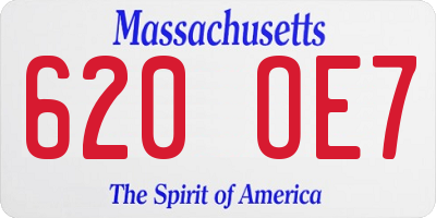 MA license plate 620OE7