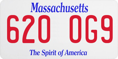 MA license plate 620OG9