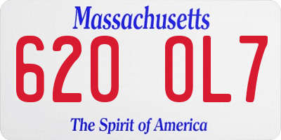 MA license plate 620OL7