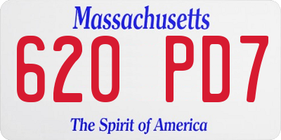 MA license plate 620PD7
