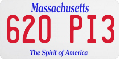 MA license plate 620PI3