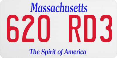 MA license plate 620RD3