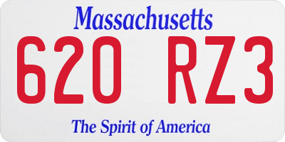 MA license plate 620RZ3