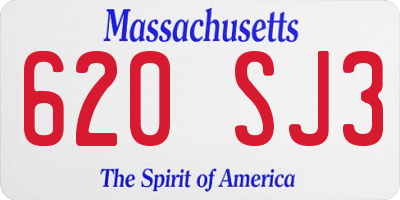 MA license plate 620SJ3