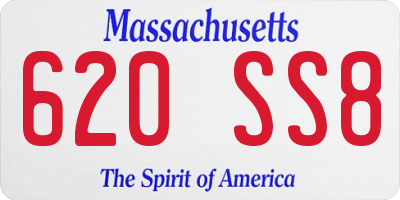 MA license plate 620SS8
