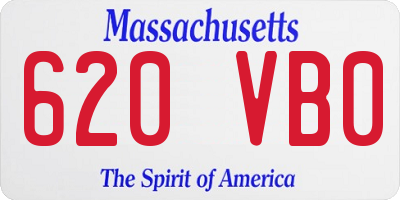 MA license plate 620VB0