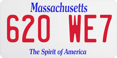 MA license plate 620WE7