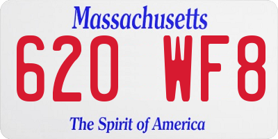 MA license plate 620WF8