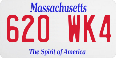 MA license plate 620WK4