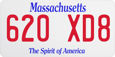 MA license plate 620XD8