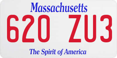 MA license plate 620ZU3