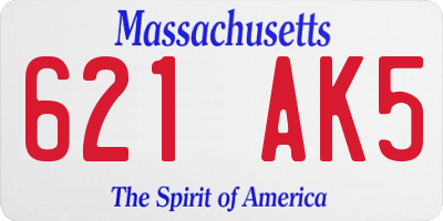 MA license plate 621AK5