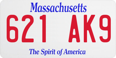 MA license plate 621AK9