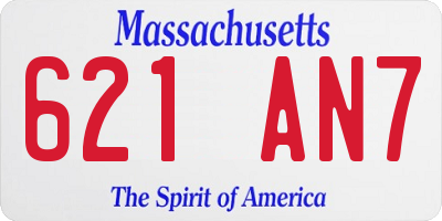 MA license plate 621AN7
