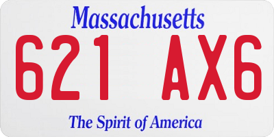 MA license plate 621AX6