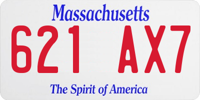MA license plate 621AX7