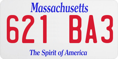 MA license plate 621BA3