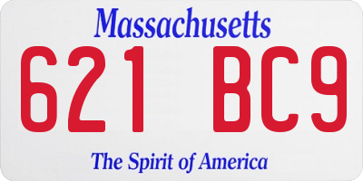 MA license plate 621BC9