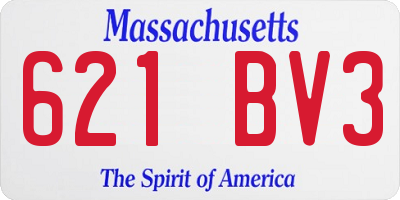 MA license plate 621BV3