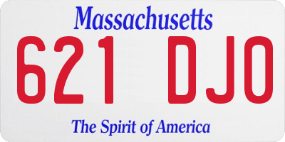 MA license plate 621DJ0