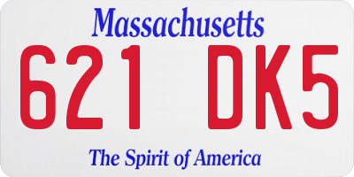 MA license plate 621DK5