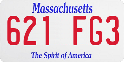 MA license plate 621FG3