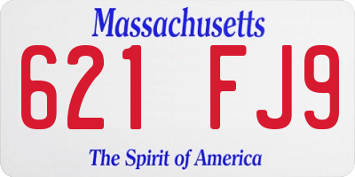 MA license plate 621FJ9