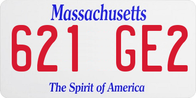 MA license plate 621GE2