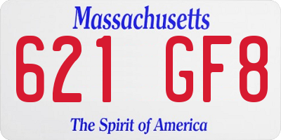 MA license plate 621GF8