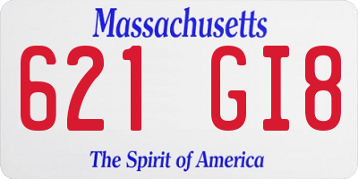 MA license plate 621GI8