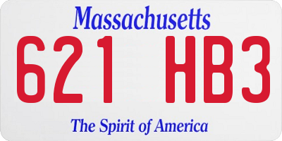 MA license plate 621HB3