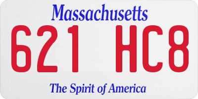MA license plate 621HC8