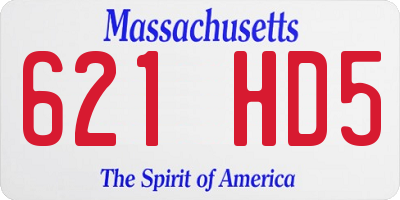 MA license plate 621HD5