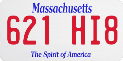 MA license plate 621HI8