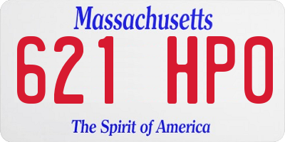 MA license plate 621HP0