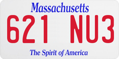 MA license plate 621NU3