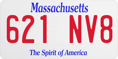 MA license plate 621NV8