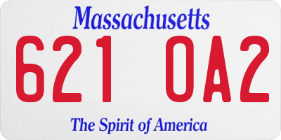 MA license plate 621OA2