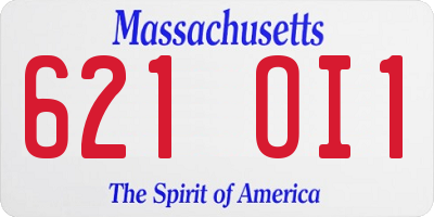 MA license plate 621OI1